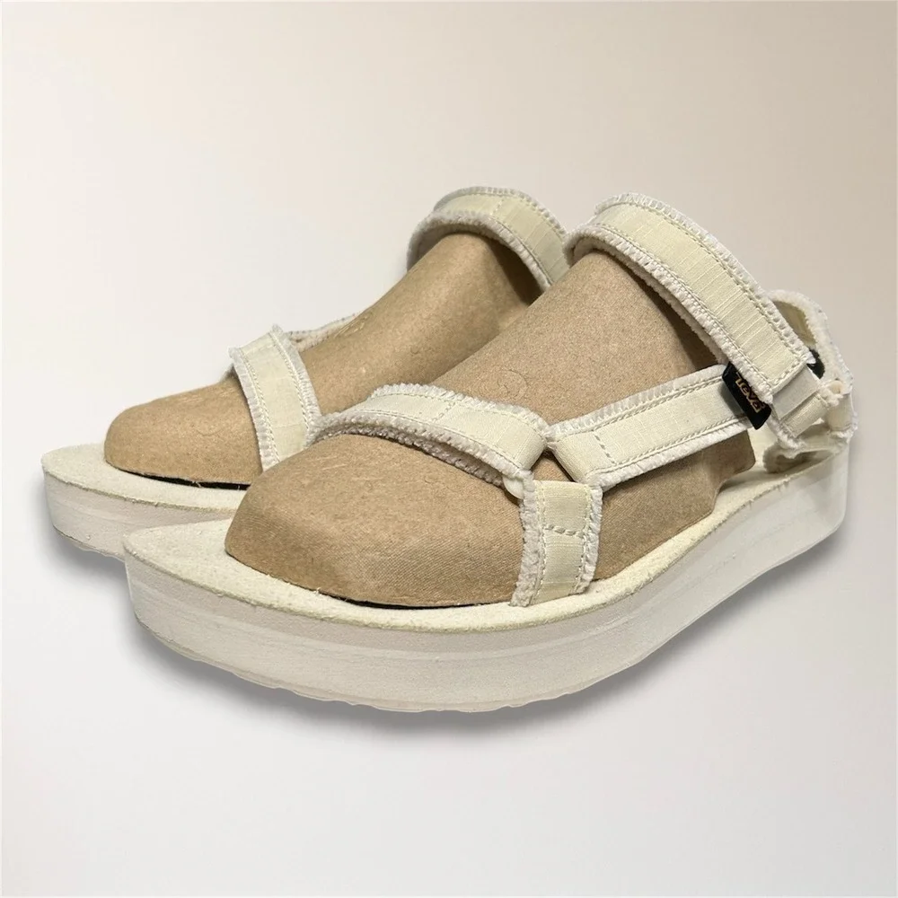 Teva Midform Universal Chunky Platform Slingback Sandals Womens 10 Ivory Travel‎